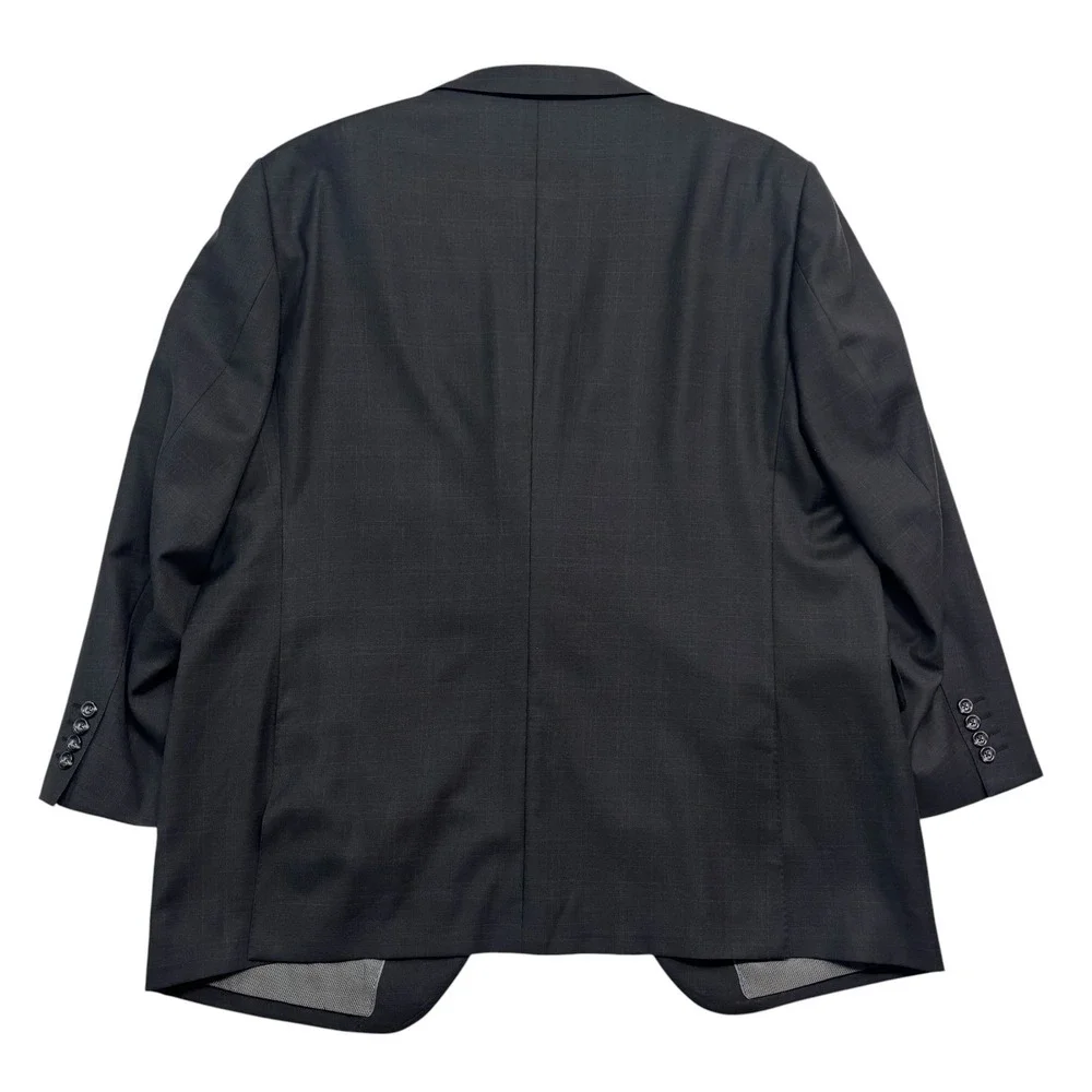 Langel Woods Bespoke 50S 44x30 Charcoal Plaid 2pc Pant Suit USA All Season Wool